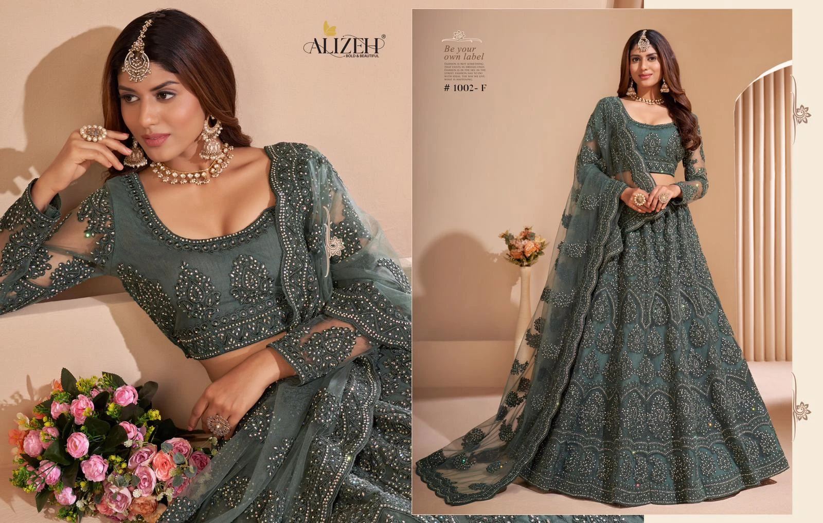 Alizeh Heritage Colour Saga 1002 Colours Butterfly Net Wholesale Lehenga Catalog